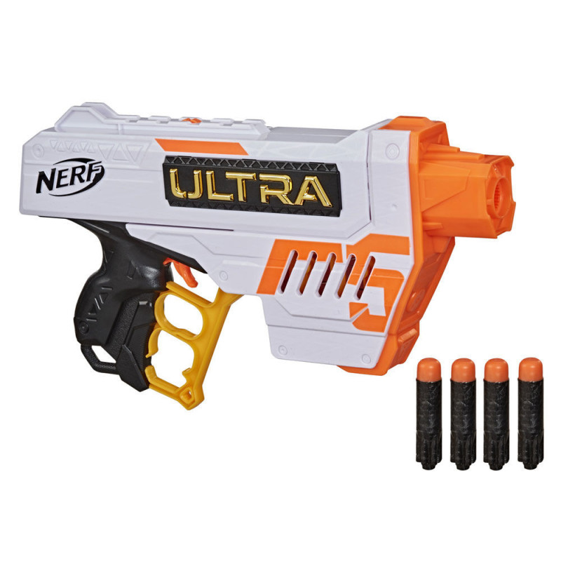 Nerf Ultra - Blaster Five, chargeur intégré 4 fléchettes, 4 fléchettes Nerf Ultra, rangement pour fléchettes, compatible unique