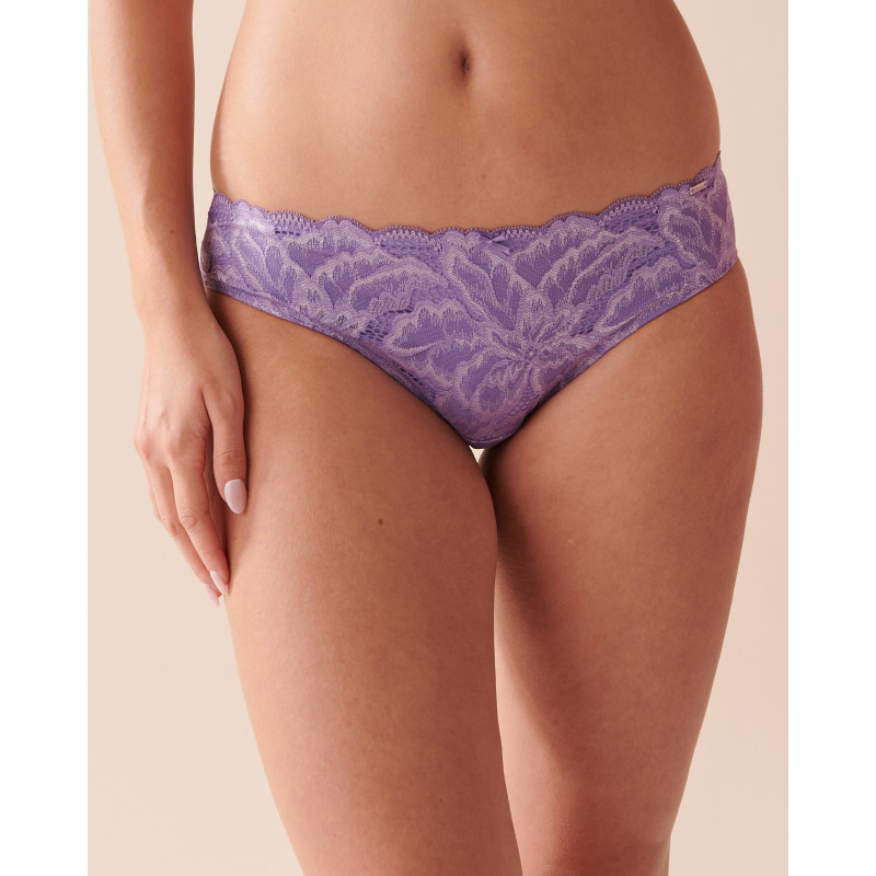 Culotte bikini microfibre et dentelle dos lisse