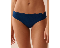 Culotte bikini microfibre et dentelle dos lisse