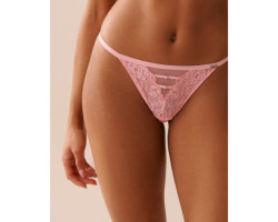 Culotte string ajustable en dentelle et résille