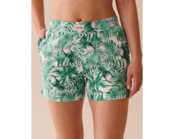 Short de pyjama en coton à imprimé tropical