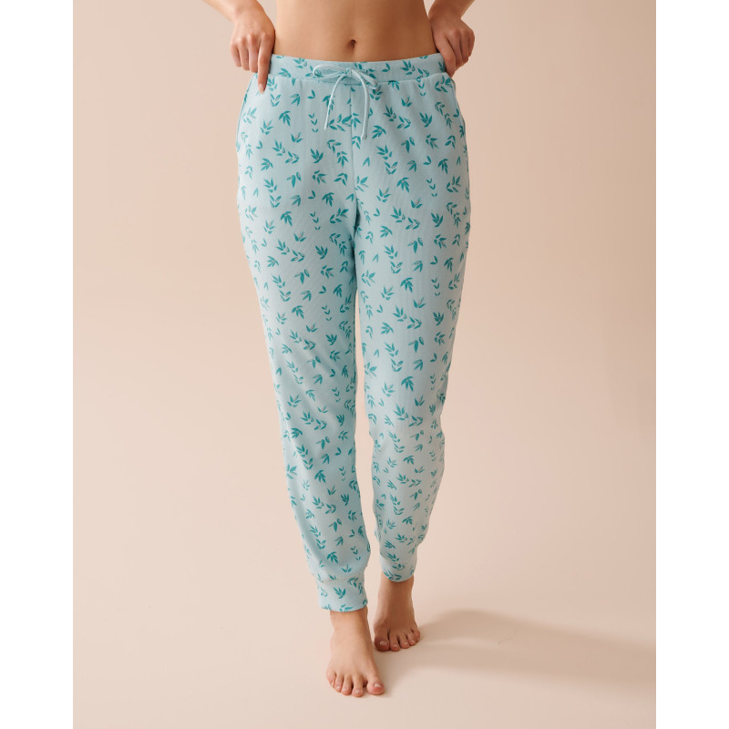 Pantalon de pyjama jogger côtelé bordures frisons