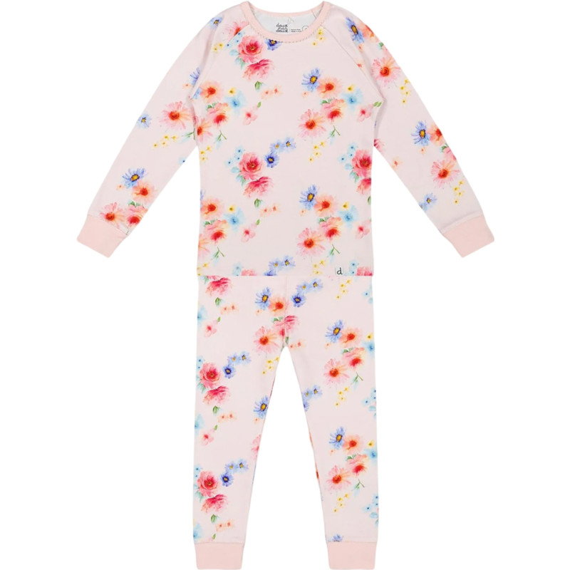 Deux par Deux Ensemble pyjama deux-pièces à manches longues imprimé fleurs en coton biologique - Femme