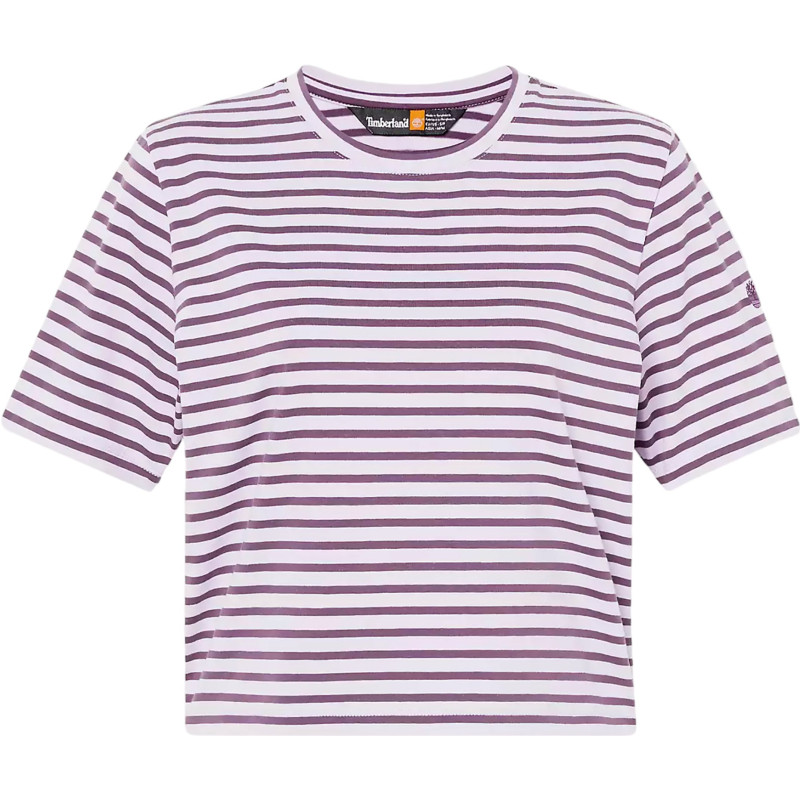 Cropped striped short-sleeved t-shirt - Women