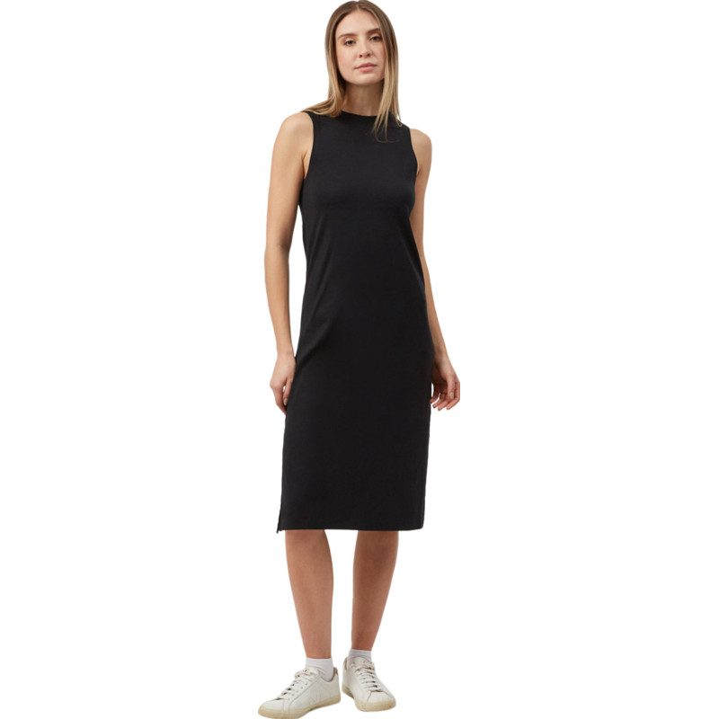 Mid-length knit camisole dress with side slits - Women's