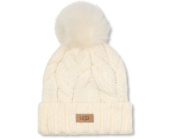 Pom-pom cable knit beanie - Women's