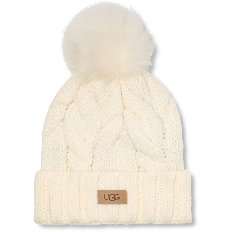 Pom-pom cable knit beanie - Women's