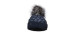 Puffy beanie with knitted edge and recycled fur pompom - Women