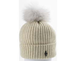 Classic beanie with recycled fur pompom - Women