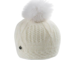 Canadian Hat Bonnet angora avec pompon en fourrure recyclée Vale-P - Femme