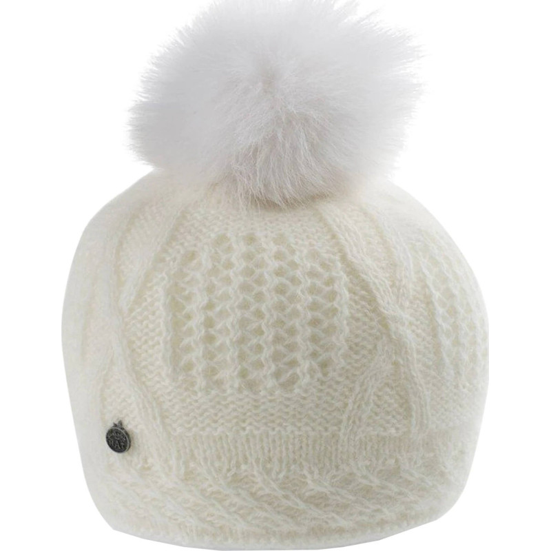 Angora hat with recycled fur pompom Vale-P - Women