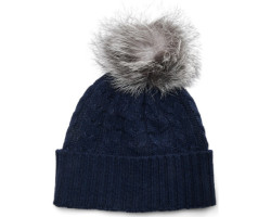 Recycled cashmere and reused fur beanie - Women