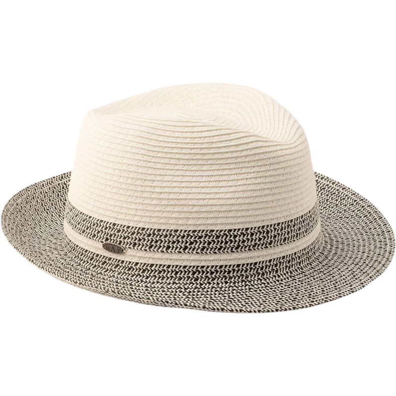 Short two-tone fedora with large Fulvio straw detail - Unisex