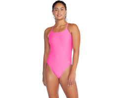 Plain tie-back one-piece swimsuit - Women