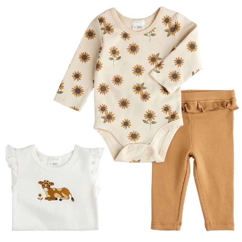 Three-Piece Set Sunflowers 3-24 months