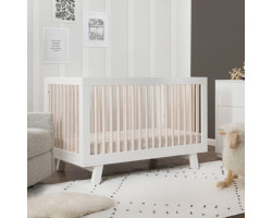 Babyletto Couchette Convertible 3 en 1 Hudson - Blanc / Naturel Lavé