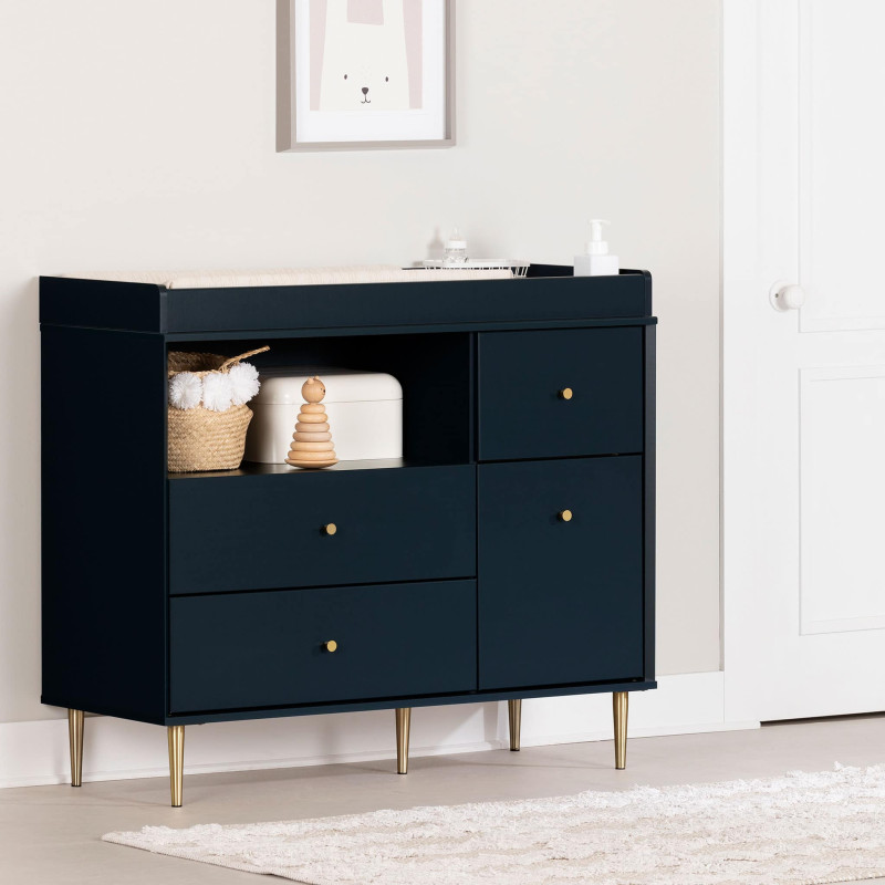 Changing table with drawers and open storage - Dylane Bleu Marine