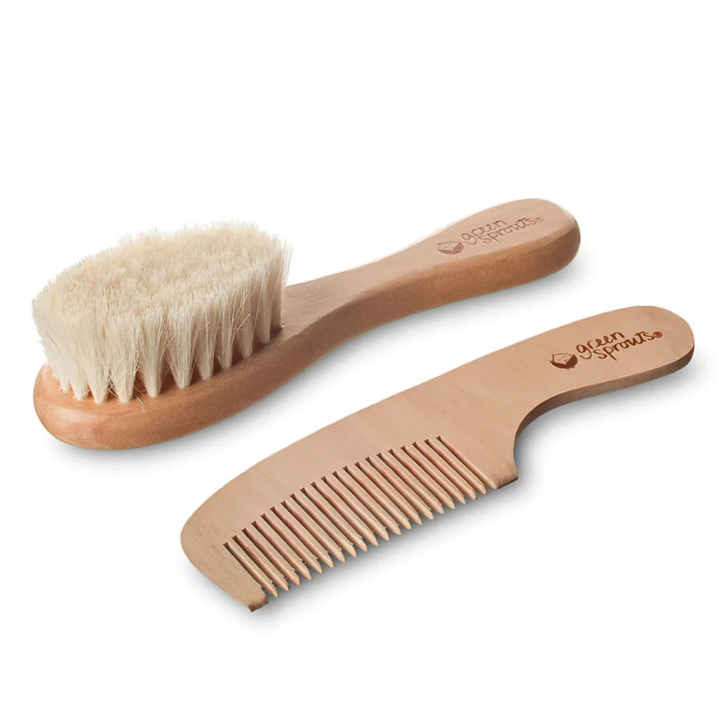 Natural Comb and Brush Set - Green Sprouts