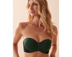 Soutien-gorge doublure légère sans bretelles en dentelle deux-tons