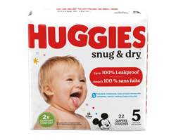 HUGGIES Snug & Dry couches pour bébés, taille 5, 22 unités