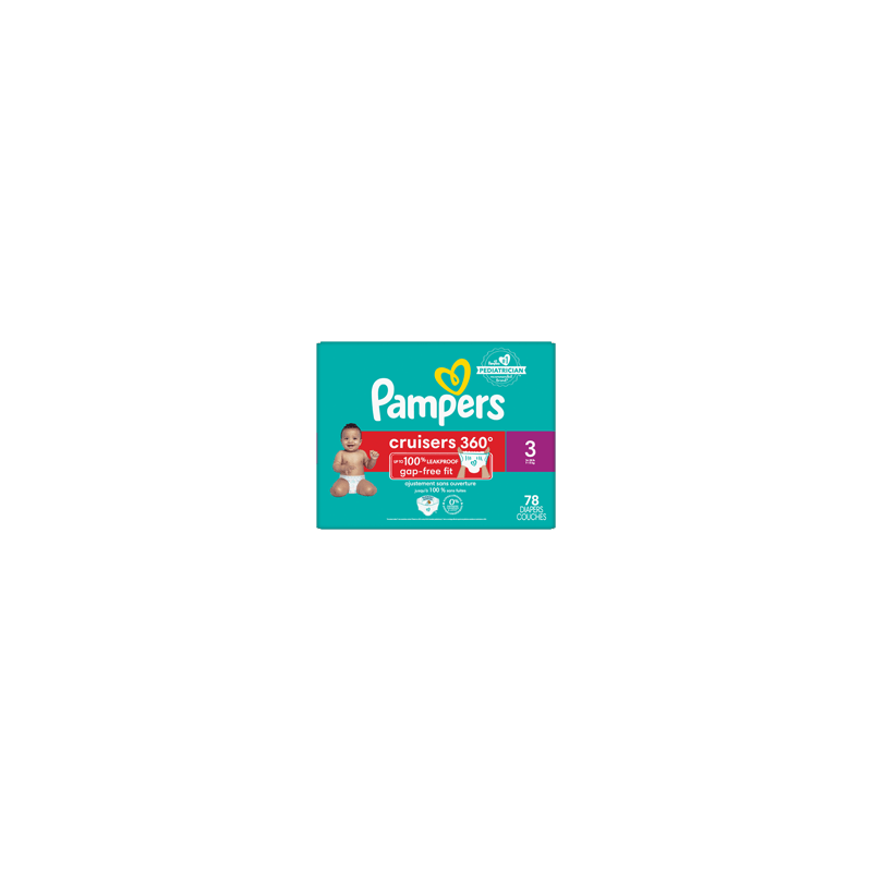 PAMPERS Cruisers 360 couches, taille 3, 78 unités