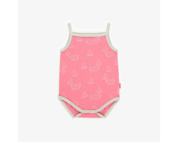 Pink bodysuit with watermelon and thin straps in stretch jersey, baby