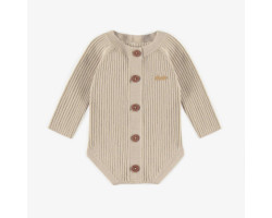 Cream long sleeves bodysuit in knitwear, newborn