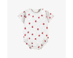 Grey bodysuit with red ladybug all over print in soft jersey, baby