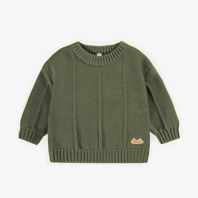 Green knitted sweater with a cashmere imitation, newborn