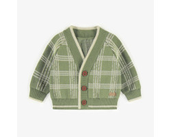 Plaid green knitted vest with a cashmere imitation, newborn