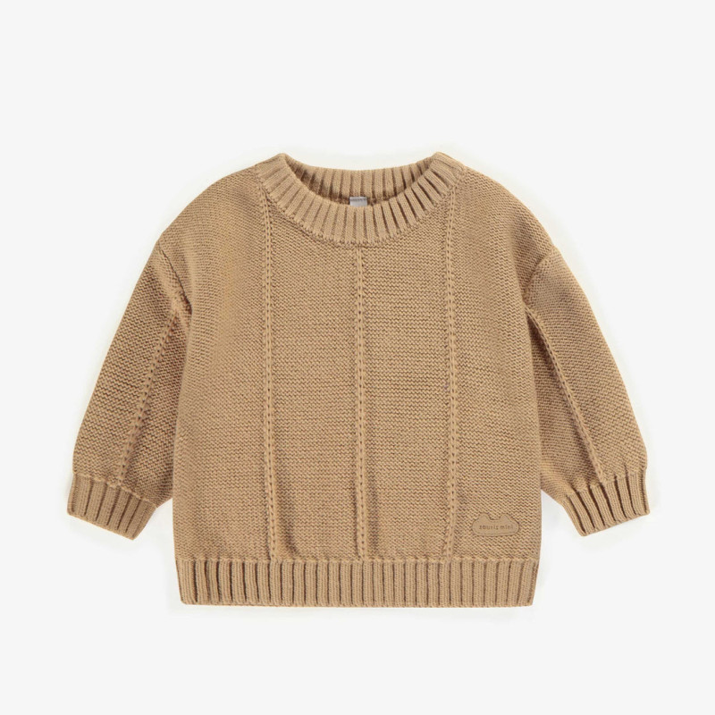 Light brown knitted sweater with a cashmere imitation, newborn