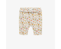 Cream short legging with floral pattern, newborn