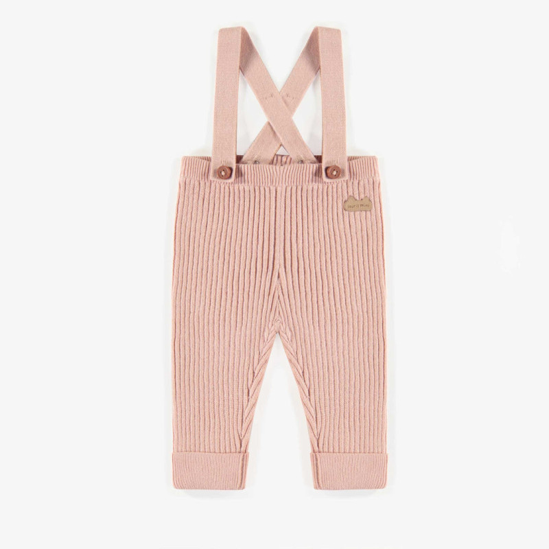 Light pink knitted pants with straps, newborn