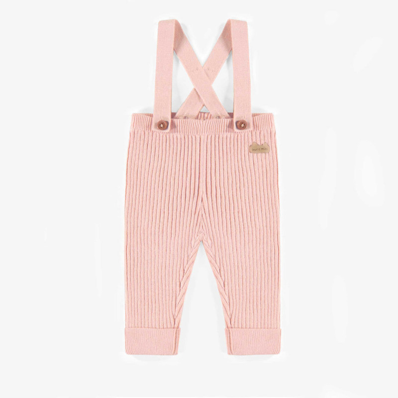 Pink knitted pants with straps in cashmere imitation, newborn