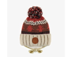 Brown patterned knitted toque, baby