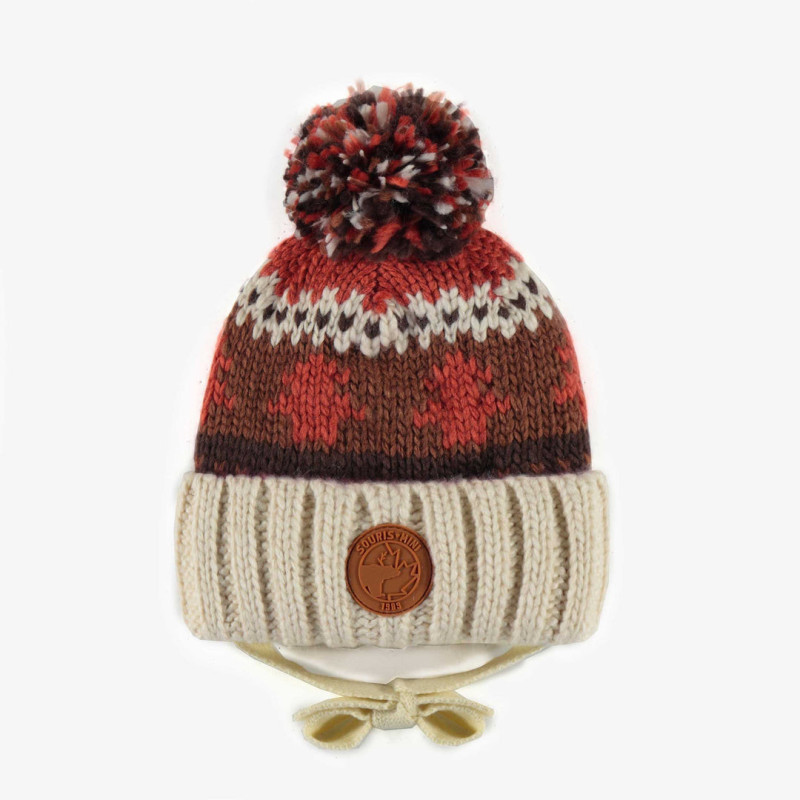 Brown patterned knitted toque, baby