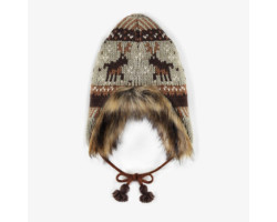 Brown chapska toque with faux fur, baby