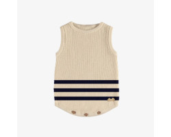 Cream ribbed knit sleeveless One piece, newborn