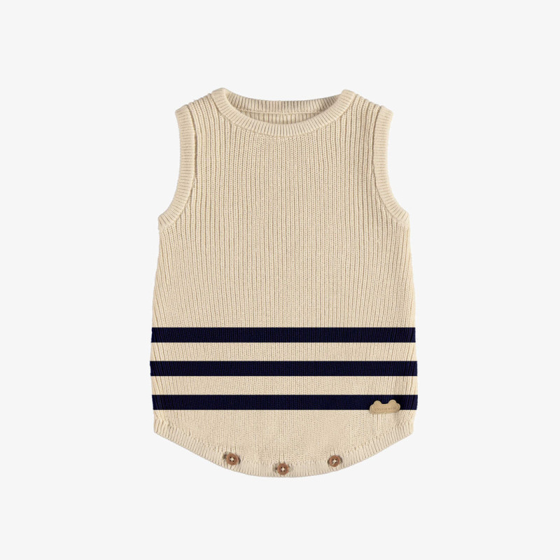 Cream ribbed knit sleeveless One piece, newborn