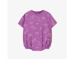 Purple one piece balloon shape with dog print in stretch jersey , newborn