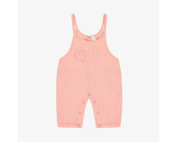 Pink long overall with thin straps in cotton, newborn