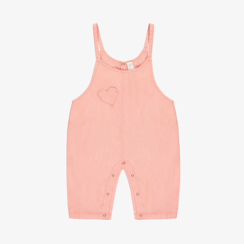 Pink long overall with thin straps in cotton, newborn