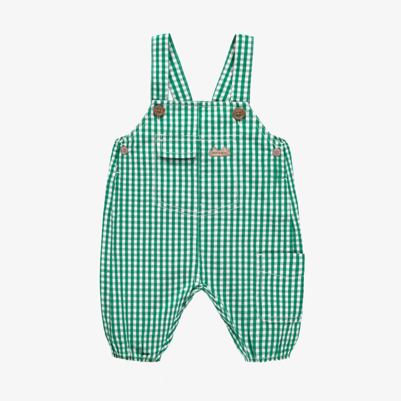 Plaid green relaxed fit overall, newborn