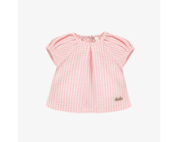 Plaid pink short raglan sleeves t-shirt, newborn