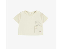 Cream short sleeves t-shirt with print, newborn