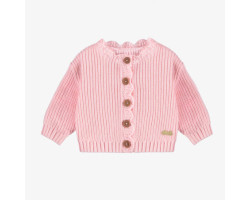 Ribbed knit vest long sleeves pink, newborn