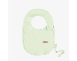 Green and cream thin striped bib in organic cotton, newborn