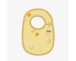 Light yellow bib with crabs print in organic cotton, newborn