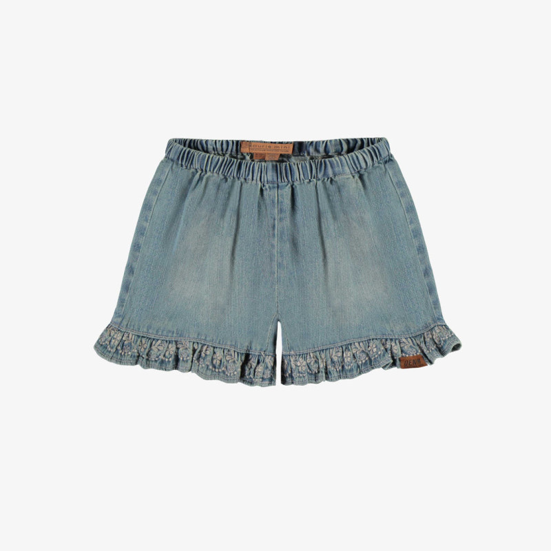 Regular-fit/flared short skirt in light pale denim, baby