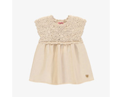 Cream short sleeves linen...